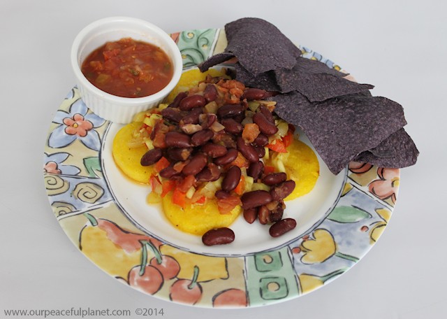 Polenta is basically boiled cornmeal and it can be used in a variety of ways. This delicious and spicy Mexican recipe is just one of them. You can purchase polenta in tubes ready to use!