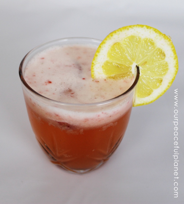   Here's a quick light and healthy strawberry lemonade recipe.  All it takes is water, lemons a few strawberries and some agave nectar or any other healthy sweeter you like.   Great on a hot day… or any day for that matter!