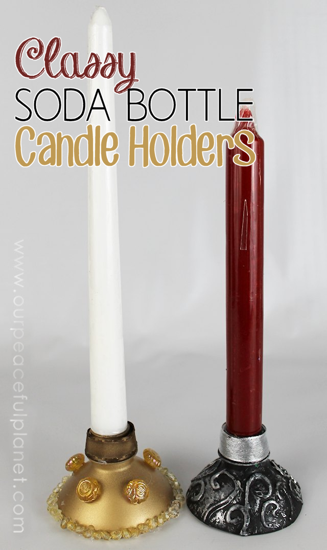 These DIY candle holders are a wonderful upcycle project made from plastic soda bottles. You can paint or decorate them for any occasion or holiday! 