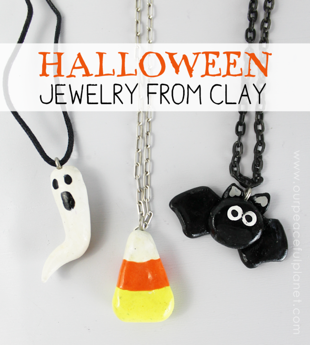 Make these simple Halloween jewelry pieces from polymer clay! So easy anyone can do it! They can be used for necklaces, earrings, key chains pins and more! 