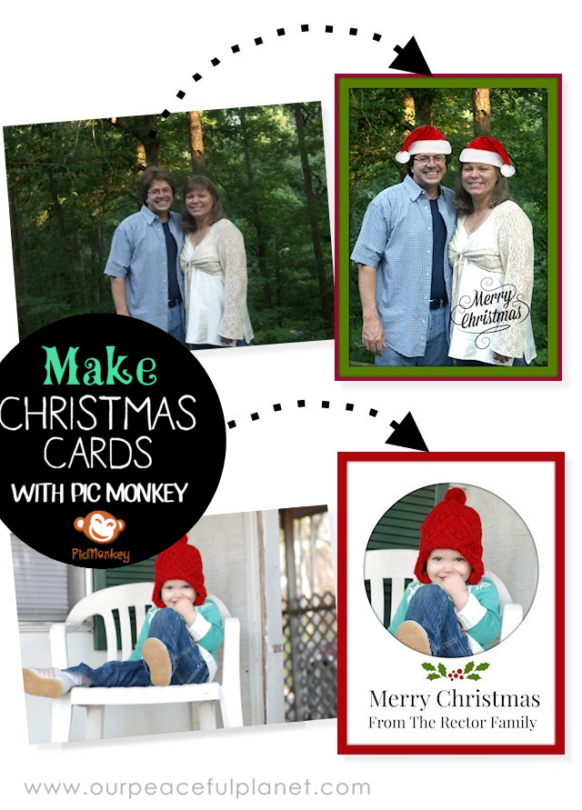 If you think you’re not creative enough to design your own Christmas cards well Pic Monkey might change your mind! They make it SUPER easy to do whether you want to use your own photo or design one from scratch.
