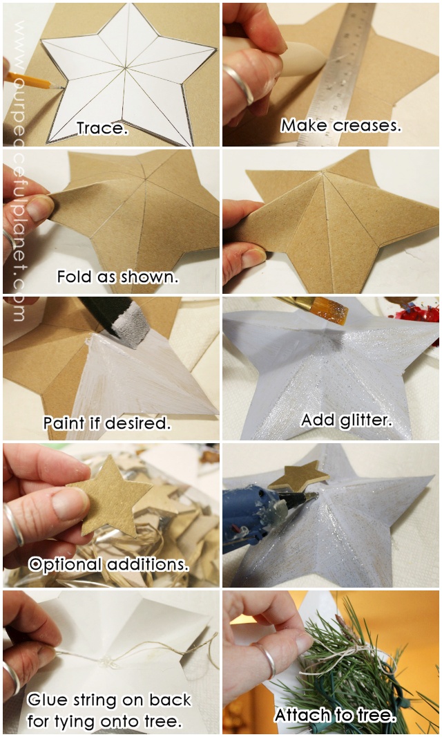 Christmas Star Pattern! Make Christmas a little less expensive and simpler this year with our tiny tree. We also have a pattern for a free stand and ideas for decorating it! Enjoy the holiday frugal style!