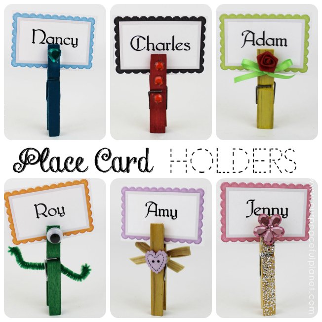 Whether it’s a party for kids, adults, a wedding reception, or just a meal with friends these little place cards holders will put a smile on the faces of your guest! They can be created for any theme at all! Plus we have FREE PRINTABLE cards you can download in a variety of colors! 
