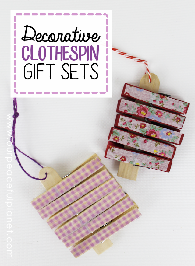  Clothespin crafts are awesome and this one is pretty and useful! These clothespin gift sets are inexpensive to make and come with a very unique display holder. Great gift for anyone!