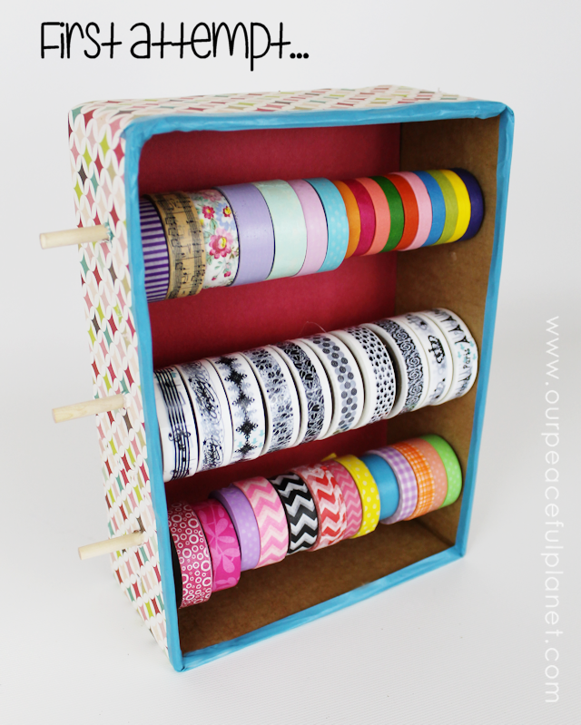 Organize your Washi Tapes with this lovely Washi Tapes Dispenser made from a box! The cost? $0.00! 