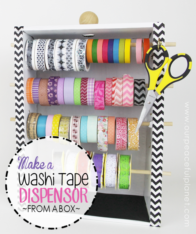 Organize your Washi Tapes with this lovely Washi Tapes Dispenser made from a box! The cost? $0.00! 