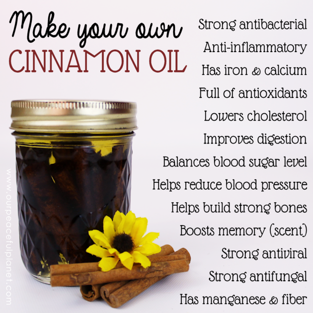 Cinnamon not only tastes and smells good it has many health benefits. We'll show you how to easily and cheaply make your own cinnamon oil. Free labels too!