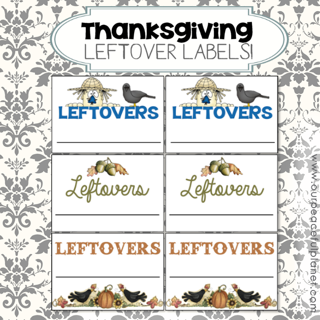 Download our free Thanksgiving leftovers labels for a quick way to tell what goes to who, and what food is in what container. Print and cut!