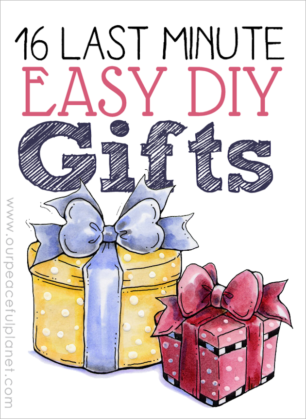 Here are 14 last minute easy DIY gifts that are sure to please. They are classy, useful and can be made from things you probably have around the house!