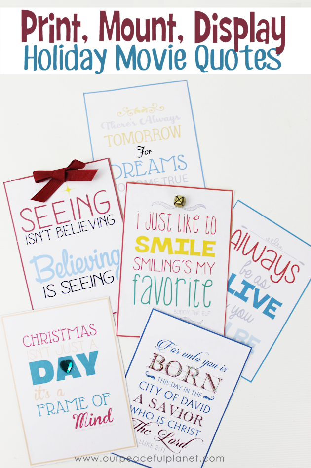Make a Holiday Christmas Quotation gift or handout using our 12 free printable quotes and easel template. Give singular or as a set!
