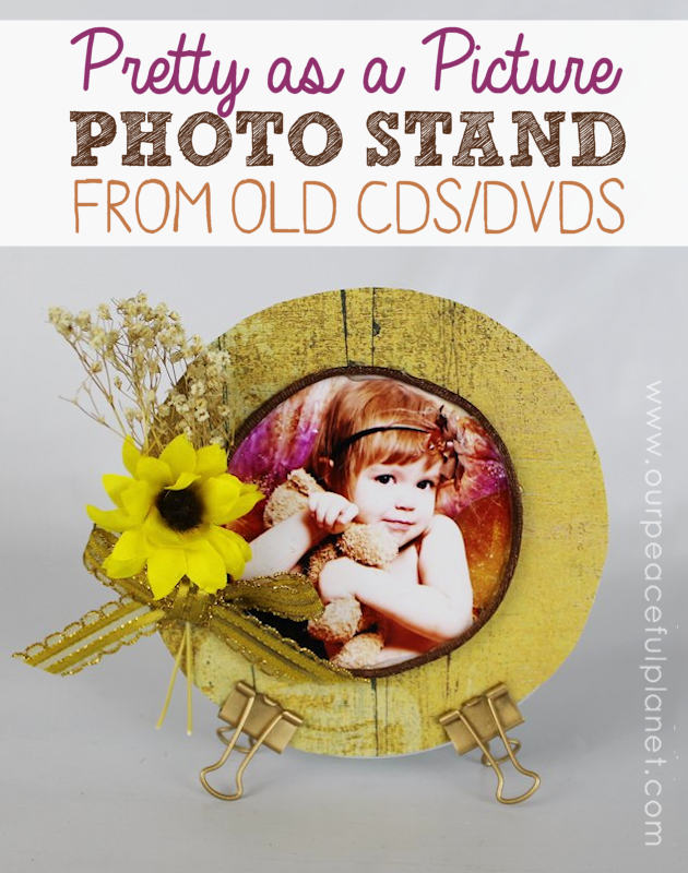  Make these pretty as a picture standing photos from old CDs or DVDs. Perfect for any occasion, its yet another upcycle idea from our CD crafts section! 
