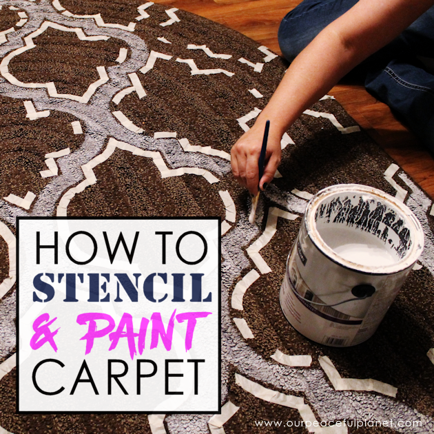 Yes, even carpets can get a makeover! Whether it’s a larger area rug or a throw rug, you can paint carpet using a stencil and regular interior latex paint.