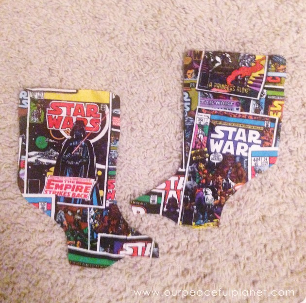 Mod Podge your own set of Star Wars Boots! All you need are two things... the Mod Podge and some Star Wars fabric. 