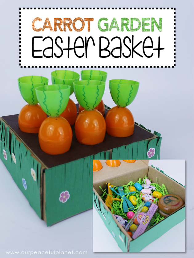  Make this cute carrot garden diy Easter basket using plastic eggs, a box and some construction paper! You can fill the box and the carrot eggs with goodies.