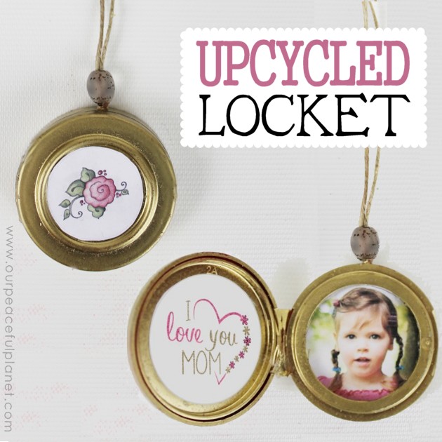 This cute upcycled locket necklace will put a grin on anyone's face and makes a wonderful gift for moms, grandmas or anyone who loves quirky jewelry.