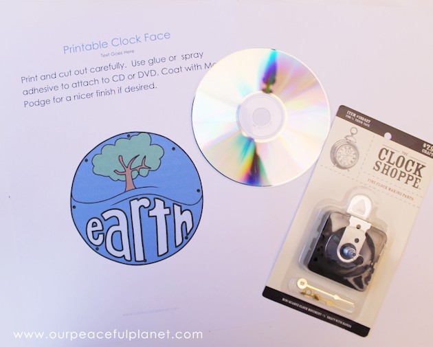Make this awesome world clock for Earth Day or any day! It's made form a CD or DVD and we have free printable original artwork you can download.