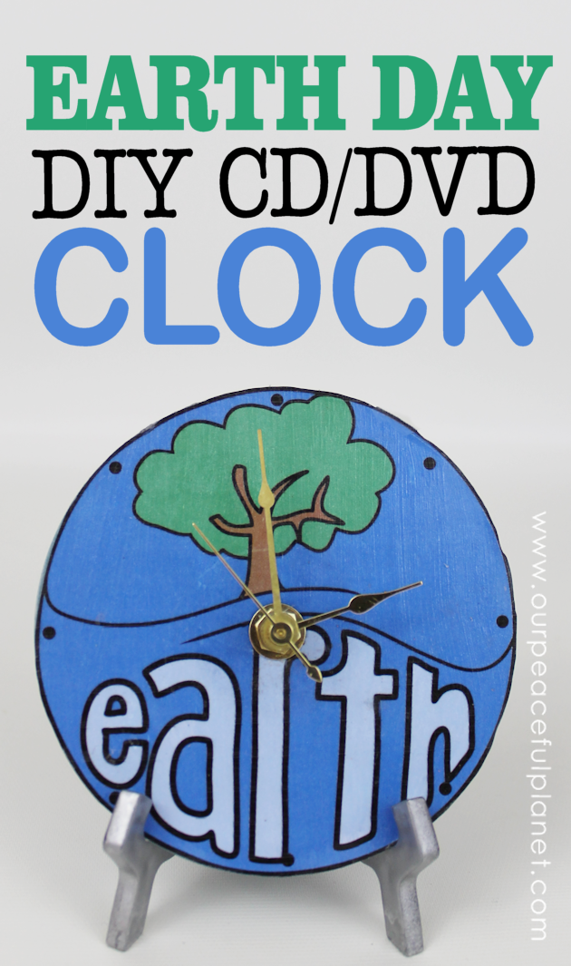 Make this awesome world clock for Earth Day or any day! It's made from a CD or DVD and we have free printable original artwork you can download. 