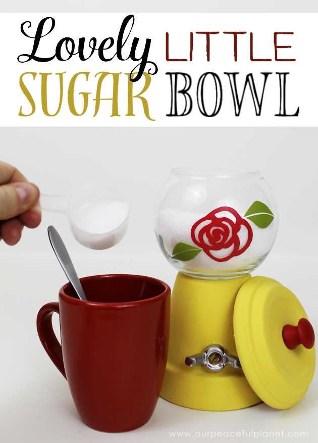 For less than $4 you can make this lovely little sugar bowl. Not only is it inexpensive and simple to create, you can customize to match your own kitchen!