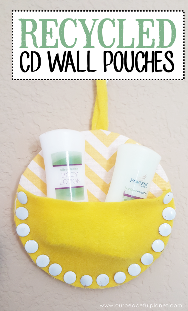 Recycle CDs and DVDs into these useful and pretty wall pouches! They're also a great way to use up scraps of fabric and have a multitude of fun uses.