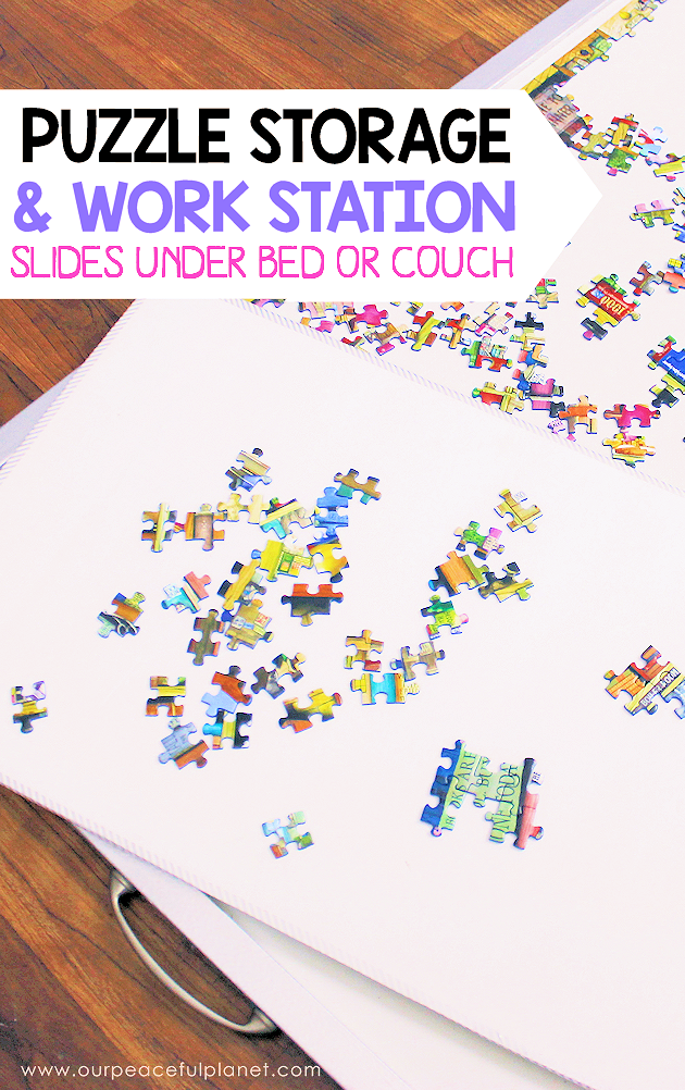 Work your jigsaw puzzles in style with this DIY work station and storage set. Fits a 1000 piece puzzle, is made from a large dry erase board and has 2 mats!