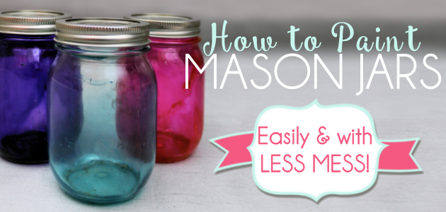 Painting or tinting jars can be pretty sloppy work. With our great tips you will learn not only how to paint mason jars easily but with very little mess!