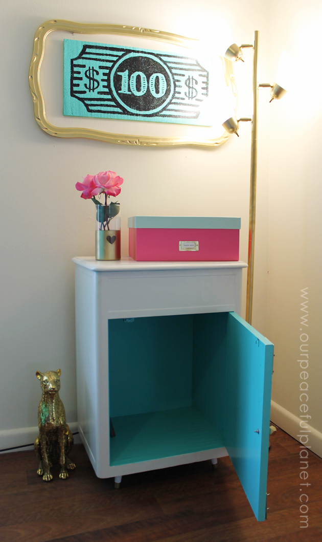 Refurbishing furniture can be as easy as giving it a new coat of paint. And when you pick bright contrasting colors you've got a gorgeous statement piece!