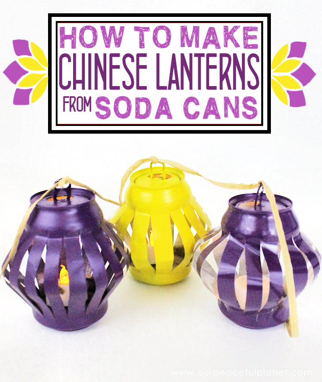 Learn how to make durable Chinese lanterns from soda cans! Paint them any color and fill with LED tea lights. Great upcycle decor for all occasions.