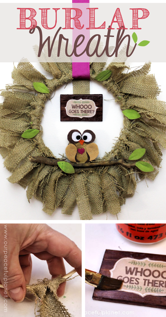 Quickly & inexpensively decorate your door or walls with this burlap wreath! All you need is a little burlap material & one side of an 8" embroidery hoop.