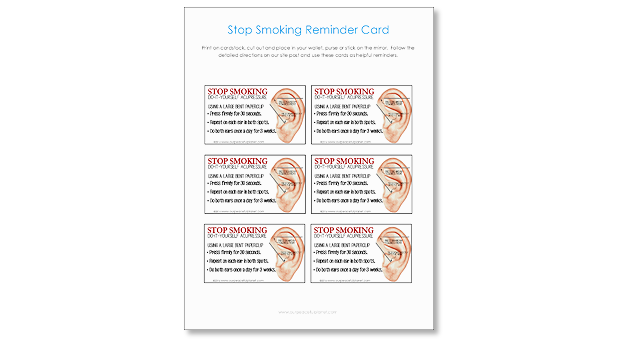 We'll show you how to stop smoking in 3 weeks with only 3 minutes a day using simple acupressure! Print out our pocket card and see if it works for you!