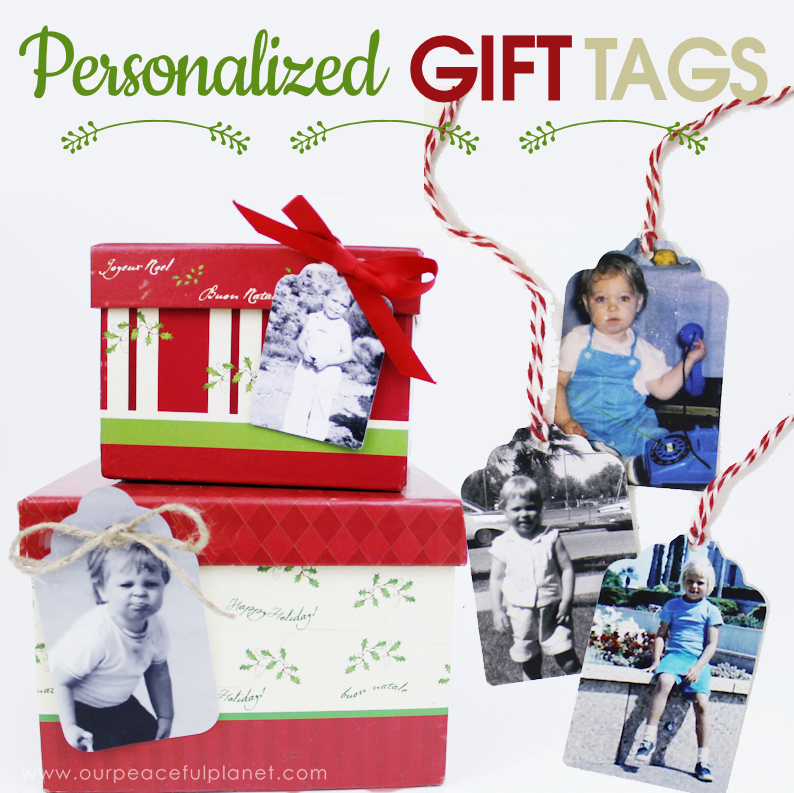 These personalized gift tags will be a huge hit and you won't have to put names on your presents. Kids can make them. Have more fun and use baby photos!
