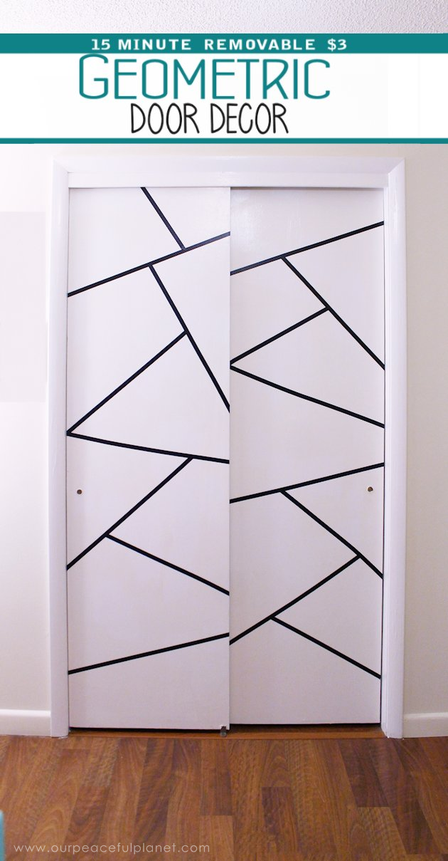 In need of a decor change that costs very little? Here are some geometric door decorations that literally cost a few dollars and take just minutes to make!