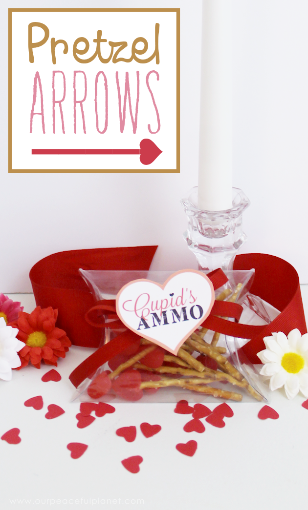 These tiny pretzel arrows take seconds to make. Use our pillow box tutorial and attach one of our cute free tags and you've got the perfect Valentine gift!