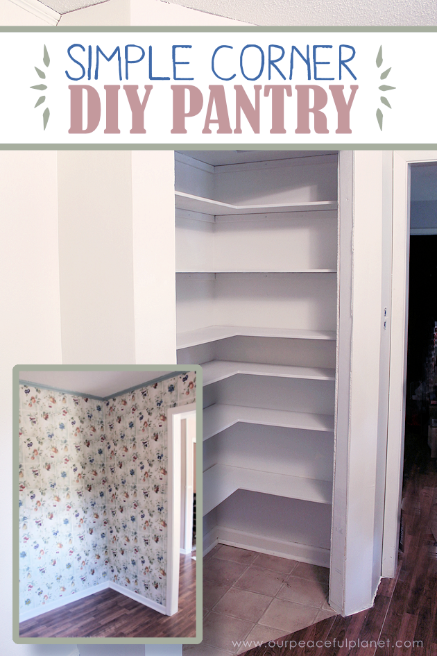 Add space and convenience to your small kitchen with this simple DIY pantry! It has floor to ceiling shelves, a door and it fits perfectly into a corner.
