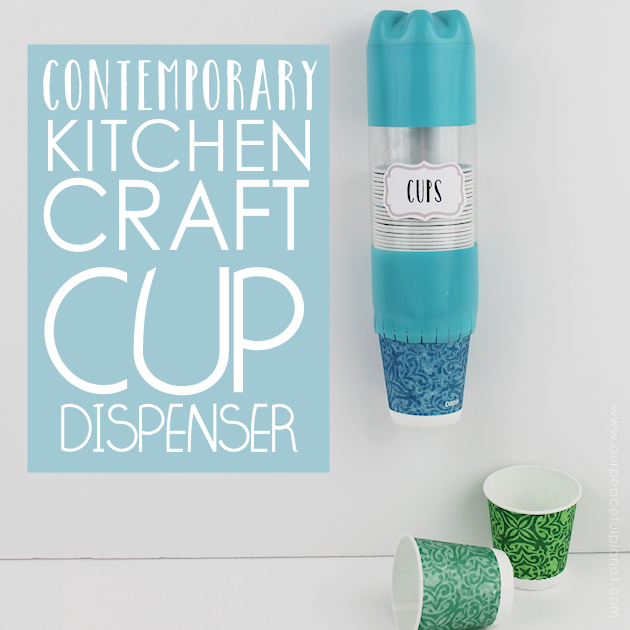 This cup dispenser is part of our matching Contemporary Kitchen Craft series. Hang it anywhere. It works and looks great! Best soda bottle upcycle ever!