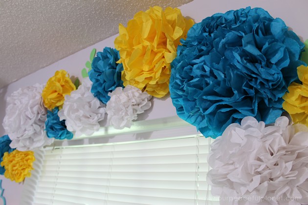 For simple & unique window treatment ideas you'll love our tissue paper flower window toppers. The gorgeous flowers cost pennies & take minutes to make.