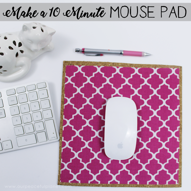Learn how to make a custom DIY mouse pad in 10 minutes with cork, a bit of material & some spray adhesive. So easy & inexpensive you can make a whole set!