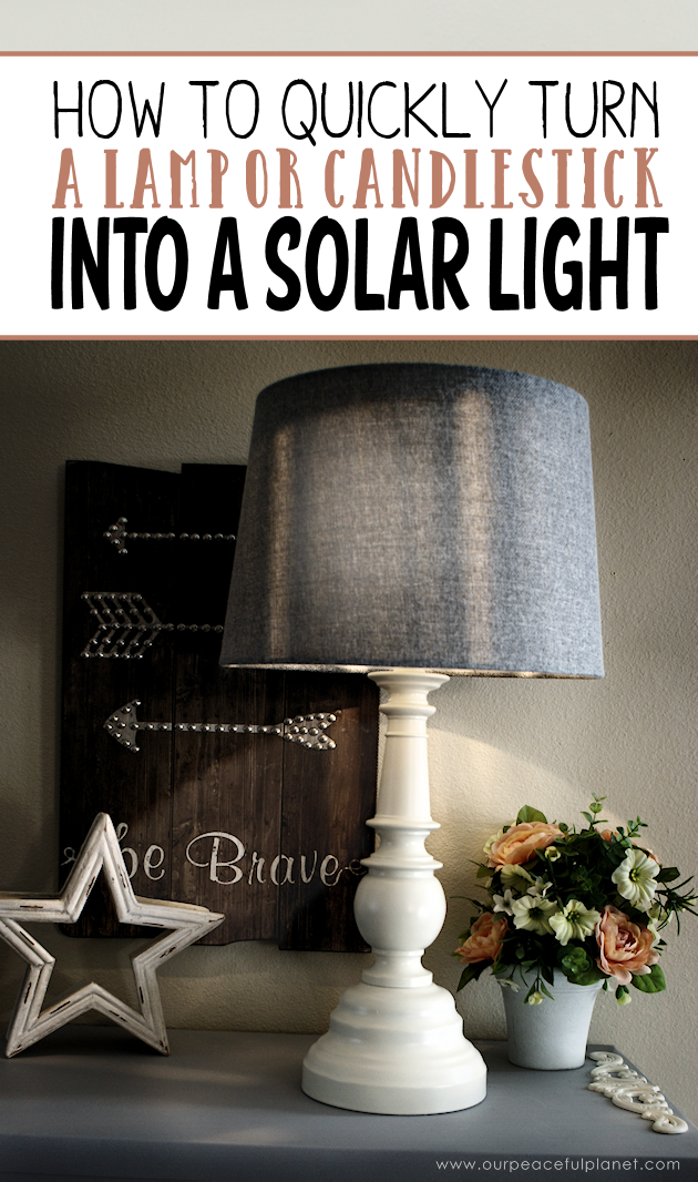 You can turn a candlestick or an old lamp into a solar lamp quick and easy by following these simple directions. It’s a great way to save energy!
