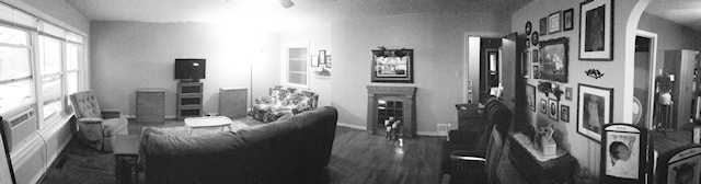 living room panaroma before photo
