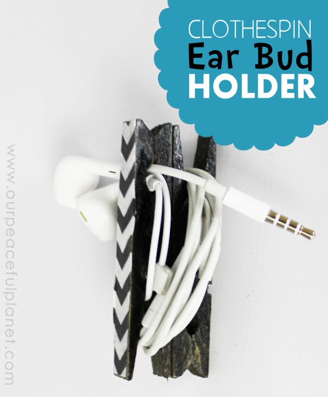 Everyone hates tangled earbuds! Here's a quick and simple way to make earbud holders using two clothespins. Customize them any color you like! A great gift!